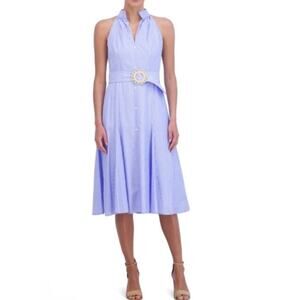Eliza J Blue Striped Midi Dress